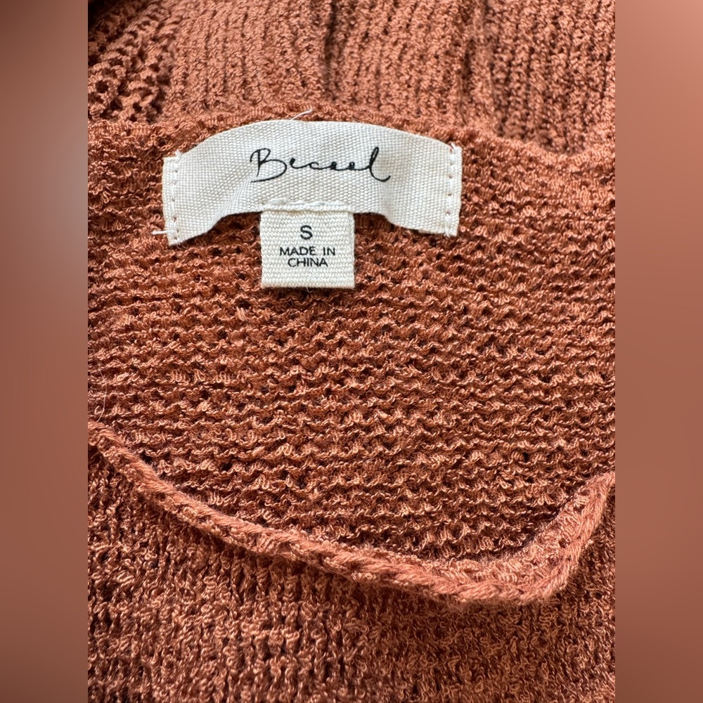 Beceel Size Small Solid Burnt Orange Rust Crew Ne… - image 3